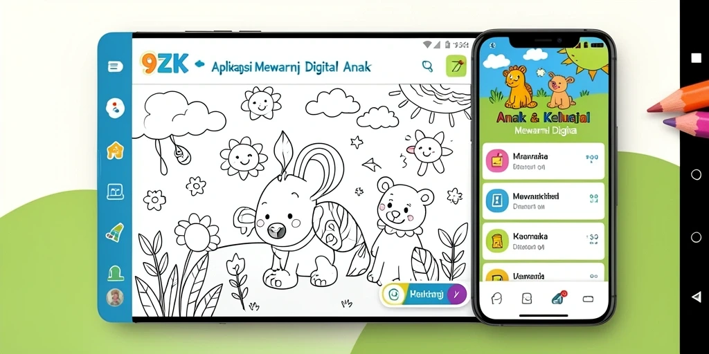Antarmuka pengguna intuitif 9ZK untuk aktivitas mewarnai.