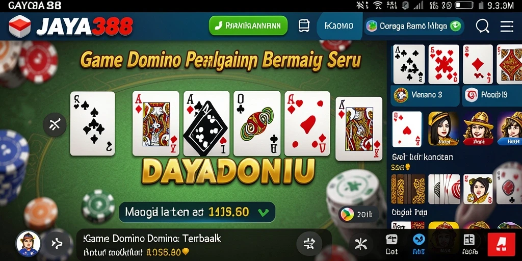 Antarmuka permainan domino JAYA388 yang menarik dan interaktif.