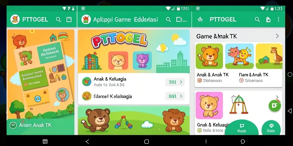Antarmuka PTTOGEL yang cerah dan menarik untuk anak-anak.