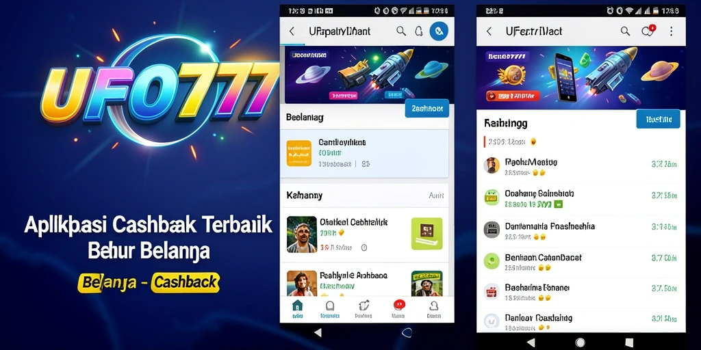 Tampilan aplikasi UFO777 dengan fitur Cashback yang menarik.